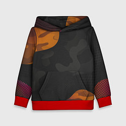 Толстовка-худи детская Необычный камуфляж, цвет: 3D-красный