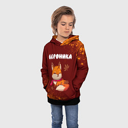 Толстовка-худи детская Вероника осенняя лисичка, цвет: 3D-черный — фото 2