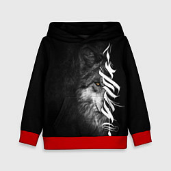 Толстовка-худи детская Волк с узором, цвет: 3D-красный