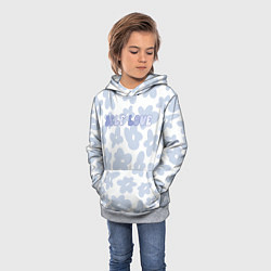 Толстовка-худи детская Self love - цветочный голубой паттерн, цвет: 3D-меланж — фото 2