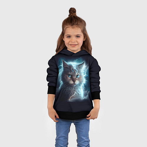 Детская толстовка Котик с молниями / 3D-Черный – фото 4