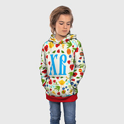 Толстовка-худи детская ХВ с цветочным узором на Пасху, цвет: 3D-красный — фото 2