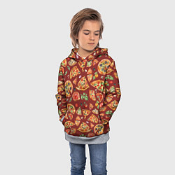 Толстовка-худи детская Кусочки пиццы ассорти - акварельный паттерн, цвет: 3D-меланж — фото 2