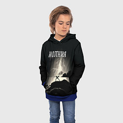 Толстовка-худи детская Человек и молния, цвет: 3D-синий — фото 2
