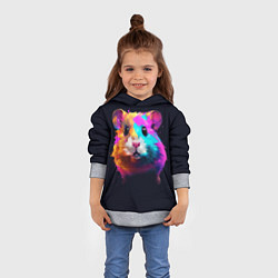 Толстовка-худи детская Хомяк в неоновых красках, цвет: 3D-меланж — фото 2