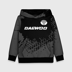 Толстовка-худи детская Daewoo speed на темном фоне со следами шин: символ, цвет: 3D-черный