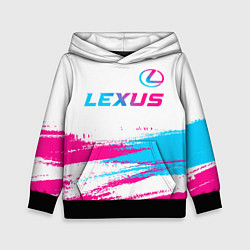 Толстовка-худи детская Lexus neon gradient style: символ сверху, цвет: 3D-черный