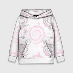 Толстовка-худи детская Тай дай пудровый, цвет: 3D-белый
