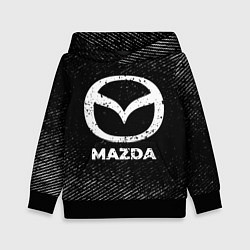 Толстовка-худи детская Mazda с потертостями на темном фоне, цвет: 3D-черный