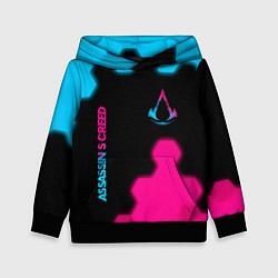 Толстовка-худи детская Assassins Creed - neon gradient: надпись, символ, цвет: 3D-черный