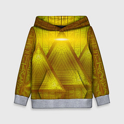 Толстовка-худи детская Золотые пирамиды и треугольники, цвет: 3D-меланж