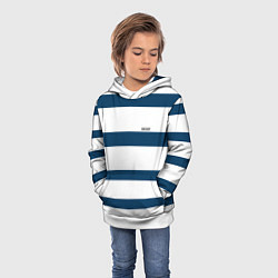 Толстовка-худи детская Бело-синий полосатый узор, цвет: 3D-белый — фото 2