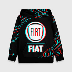 Толстовка-худи детская Значок Fiat в стиле glitch на темном фоне, цвет: 3D-черный