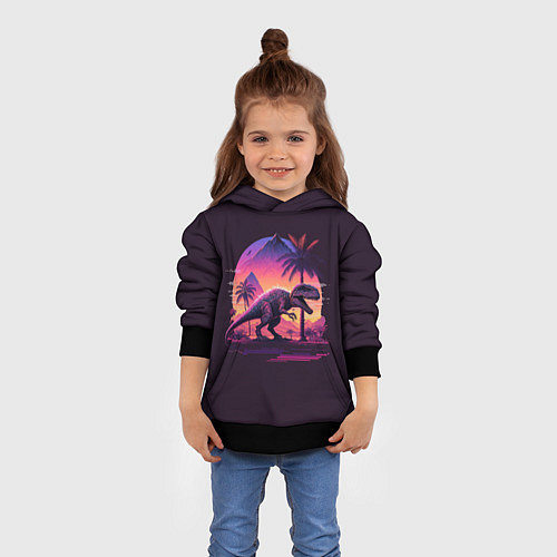 Детская толстовка Retrowave Trex / 3D-Черный – фото 4
