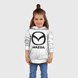 Толстовка-худи детская Mazda с потертостями на светлом фоне, цвет: 3D-белый — фото 2
