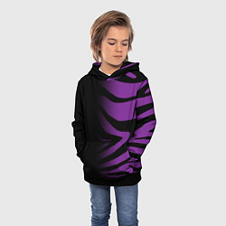 Толстовка-худи детская Фиолетовый с черными полосками зебры, цвет: 3D-черный — фото 2