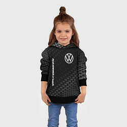 Толстовка-худи детская Volkswagen карбоновый фон, цвет: 3D-черный — фото 2
