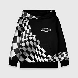 Толстовка-худи детская Chevrolet racing flag, цвет: 3D-черный