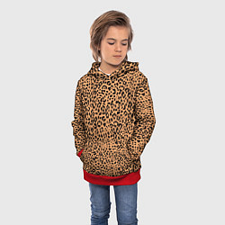 Толстовка-худи детская Оранжевое леопардовое поле, цвет: 3D-красный — фото 2