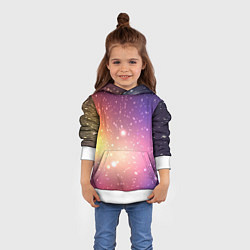 Толстовка-худи детская Желто фиолетовое свечение и звезды, цвет: 3D-белый — фото 2
