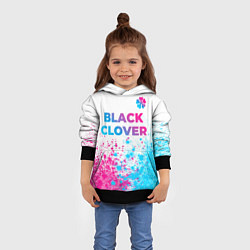 Толстовка-худи детская Black Clover neon gradient style: символ сверху, цвет: 3D-черный — фото 2