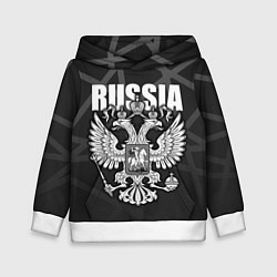 Толстовка-худи детская Russia - герб РФ, цвет: 3D-белый
