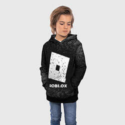 Толстовка-худи детская Roblox с потертостями на темном фоне, цвет: 3D-черный — фото 2