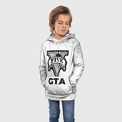 Толстовка-худи детская GTA с потертостями на светлом фоне, цвет: 3D-белый — фото 2