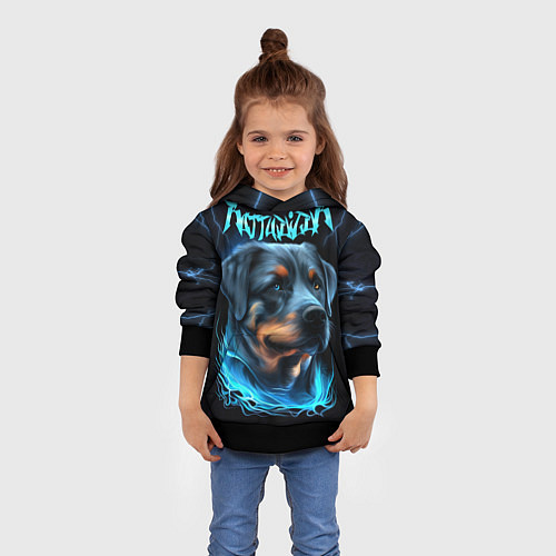 Детская толстовка Rottweiler and lightnings / 3D-Черный – фото 4