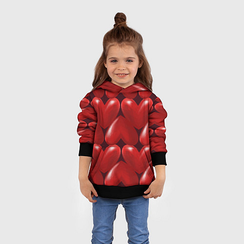 Детская толстовка Red hearts / 3D-Черный – фото 4