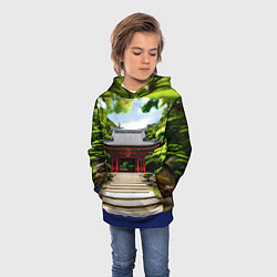Толстовка-худи детская Японский храм синто, цвет: 3D-синий — фото 2