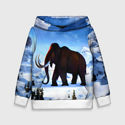 Толстовка-худи детская Мамонт ледникового периода, цвет: 3D-белый