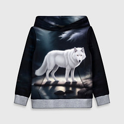 Толстовка-худи детская Белый волк в лесу, цвет: 3D-меланж