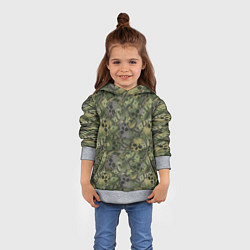Толстовка-худи детская Камуфляж с черепами и долларами, цвет: 3D-меланж — фото 2