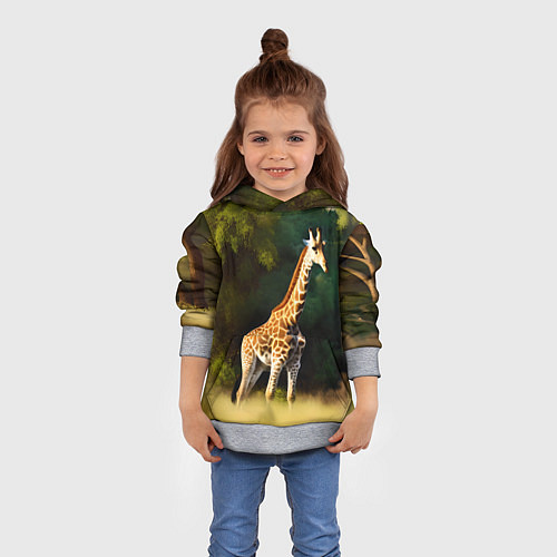 Детская толстовка Жираф на фоне деревьев / 3D-Меланж – фото 4