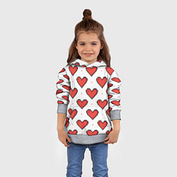 Толстовка-худи детская Pixel heart, цвет: 3D-меланж — фото 2