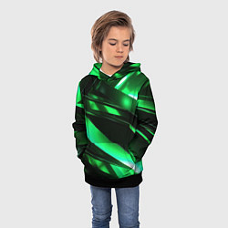 Толстовка-худи детская Зеленая неоновая абстракция, цвет: 3D-черный — фото 2