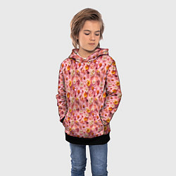 Толстовка-худи детская Желтые белые и розовые цветы, цвет: 3D-черный — фото 2
