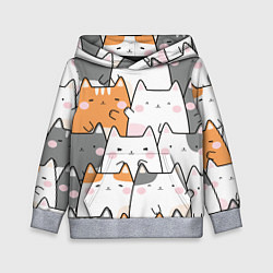 Толстовка-худи детская Семья котиков, цвет: 3D-меланж