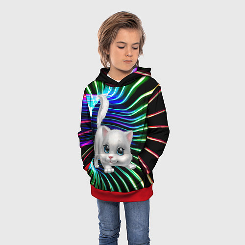 Детская толстовка Милая кошечка в космическом портале / 3D-Красный – фото 3