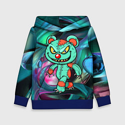 Толстовка-худи детская Кровожадный мишутка-вуду, цвет: 3D-синий