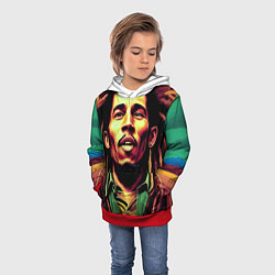 Толстовка-худи детская Digital Art Bob Marley in the field, цвет: 3D-красный — фото 2