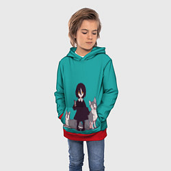Толстовка-худи детская Наюта с песиками, цвет: 3D-красный — фото 2