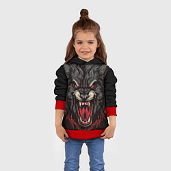 Толстовка-худи детская Злой серый волк, цвет: 3D-красный — фото 2