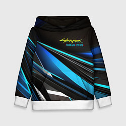 Толстовка-худи детская Cyberpunk 2077 phantom liberty black blue abstract, цвет: 3D-белый