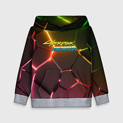 Толстовка-худи детская Cyberpunk 2077 phantom liberty logo neon, цвет: 3D-меланж