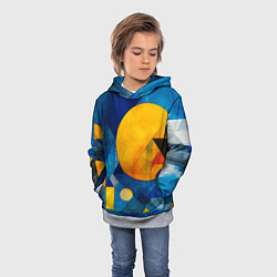 Толстовка-худи детская Жёлтая и синяя геометрия, цвет: 3D-меланж — фото 2
