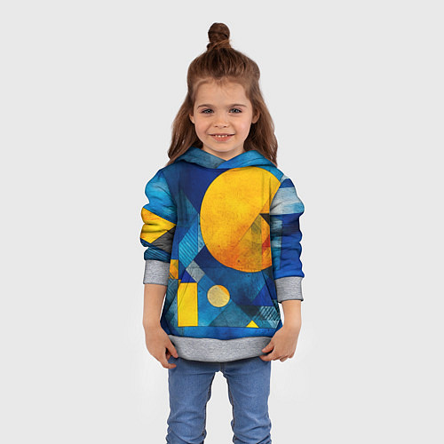 Детская толстовка Жёлтая и синяя геометрия / 3D-Меланж – фото 4