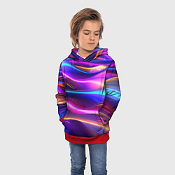 Толстовка-худи детская Неоновые волны, цвет: 3D-красный — фото 2