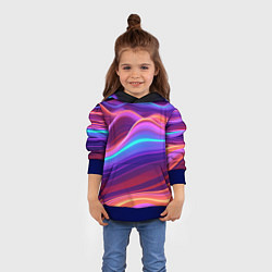 Толстовка-худи детская Волны из неона, цвет: 3D-синий — фото 2